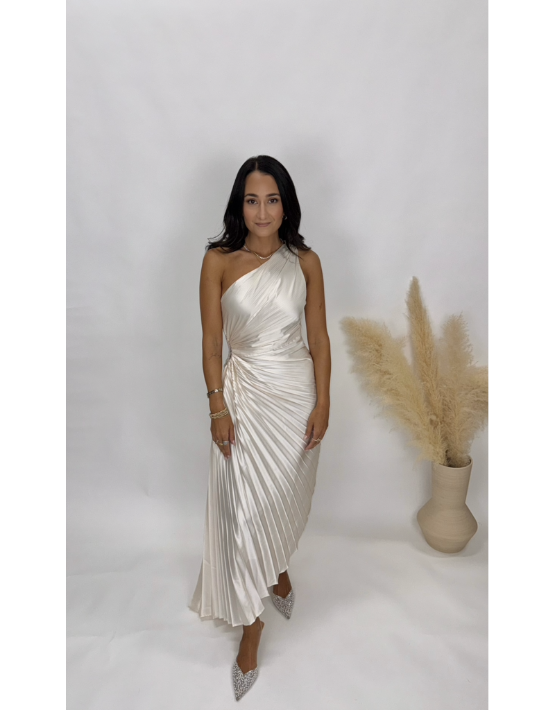 Dress Forum One Shoulder Pleated Maxi Dress