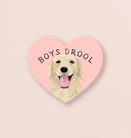 amy zhang Waterproof Boys Drool Golden Retriever Sticker