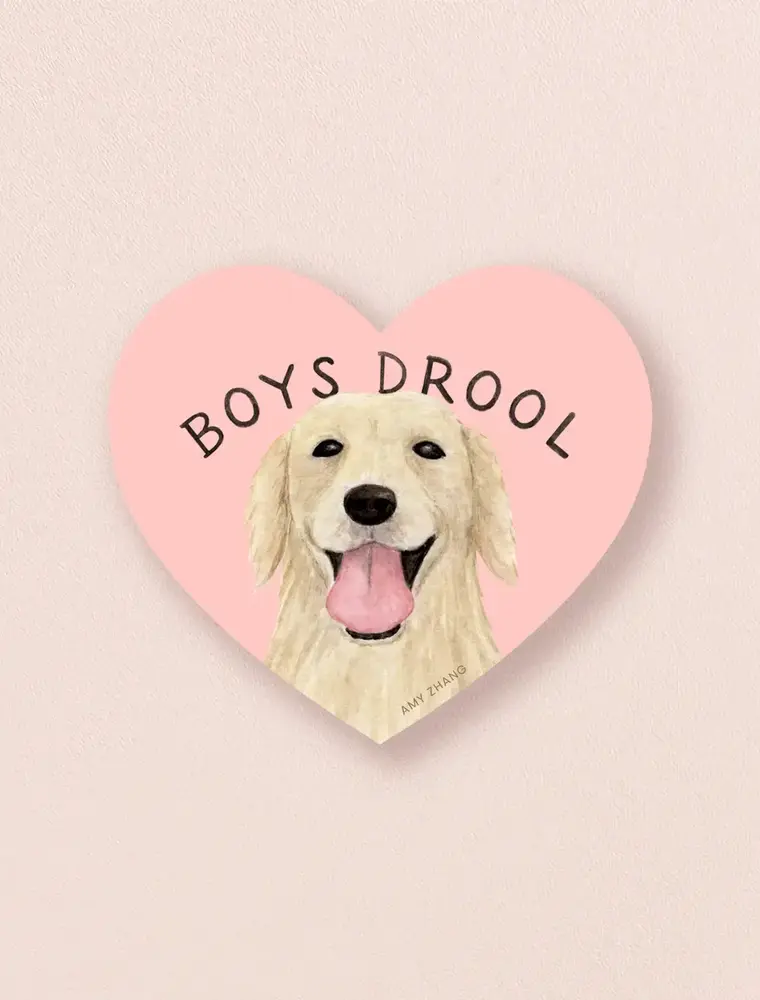 amy zhang Waterproof Boys Drool Golden Retriever Sticker