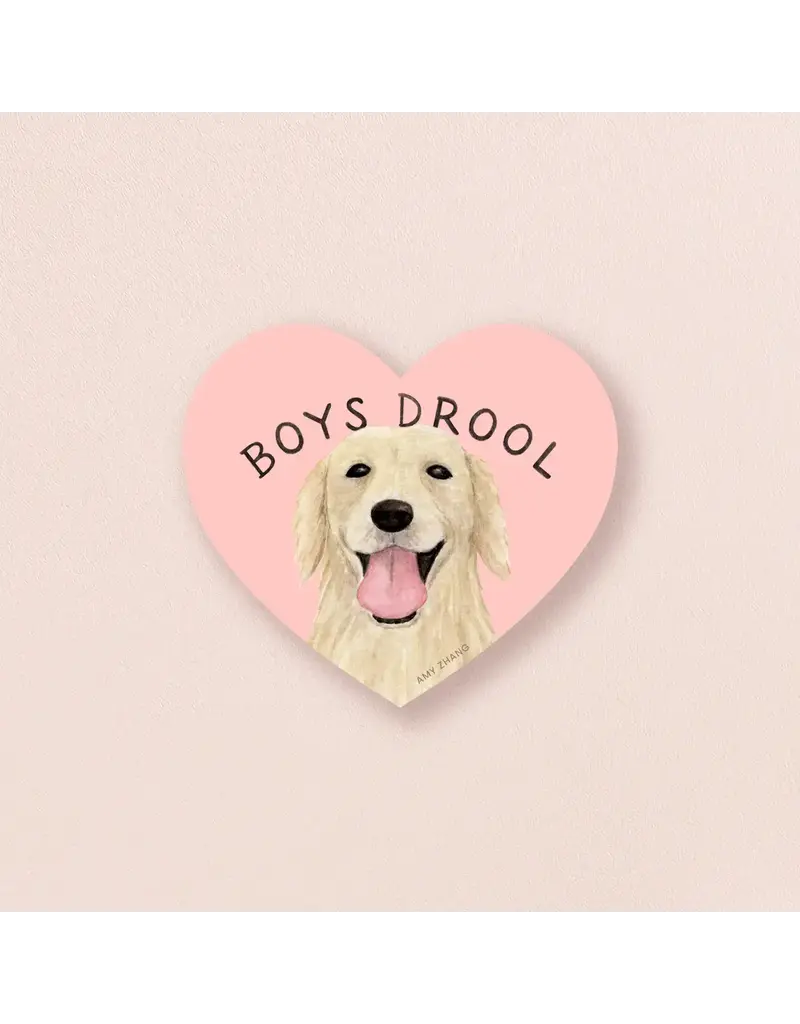 amy zhang Waterproof Boys Drool Golden Retriever Sticker