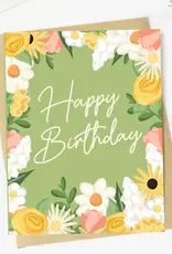big moods Happy Birthday Floral Greeting Card