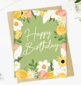 big moods Happy Birthday Floral Greeting Card