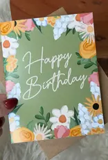 big moods Happy Birthday Floral Greeting Card