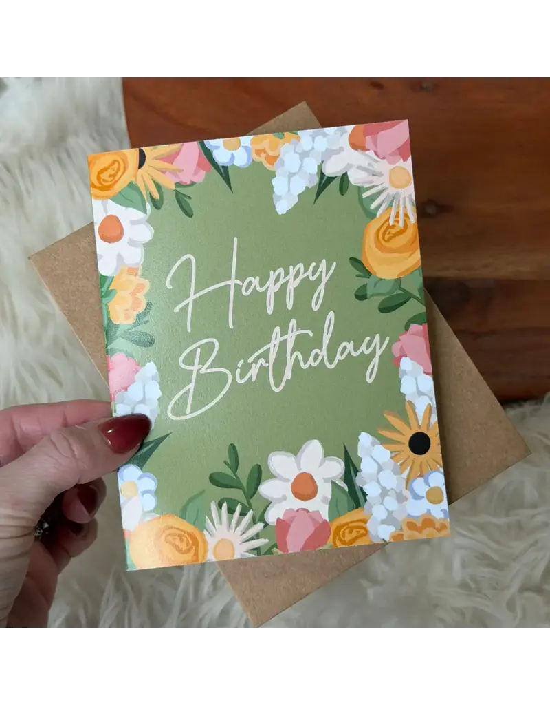 big moods Happy Birthday Floral Greeting Card