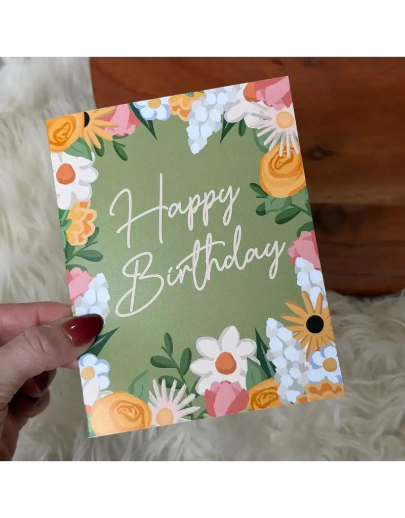 big moods Happy Birthday Floral Greeting Card