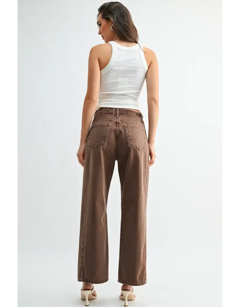 Just Black Denim High Rise Twist Seam Barrel Jean