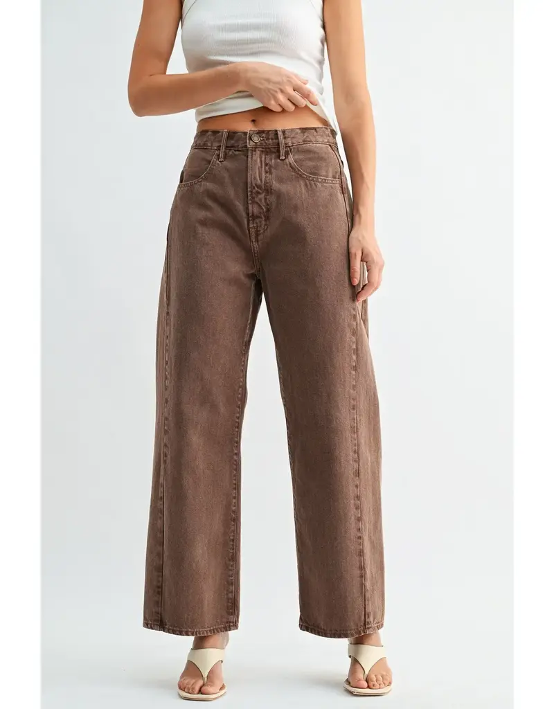 Just Black Denim High Rise Twist Seam Barrel Jean