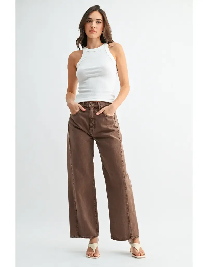 Just Black Denim High Rise Twist Seam Barrel Jean