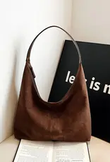 dipped shop Vintage Suede Tote Commuter Underarm Bag Dark Coffee