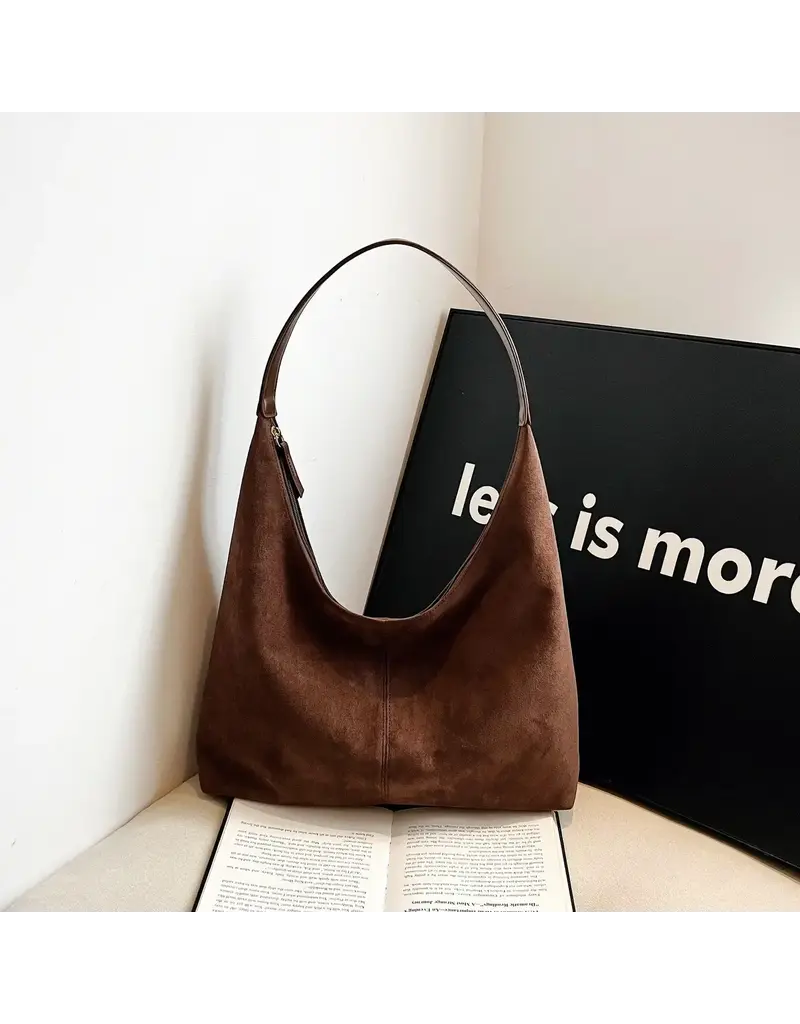 dipped shop Vintage Suede Tote Commuter Underarm Bag Dark Coffee