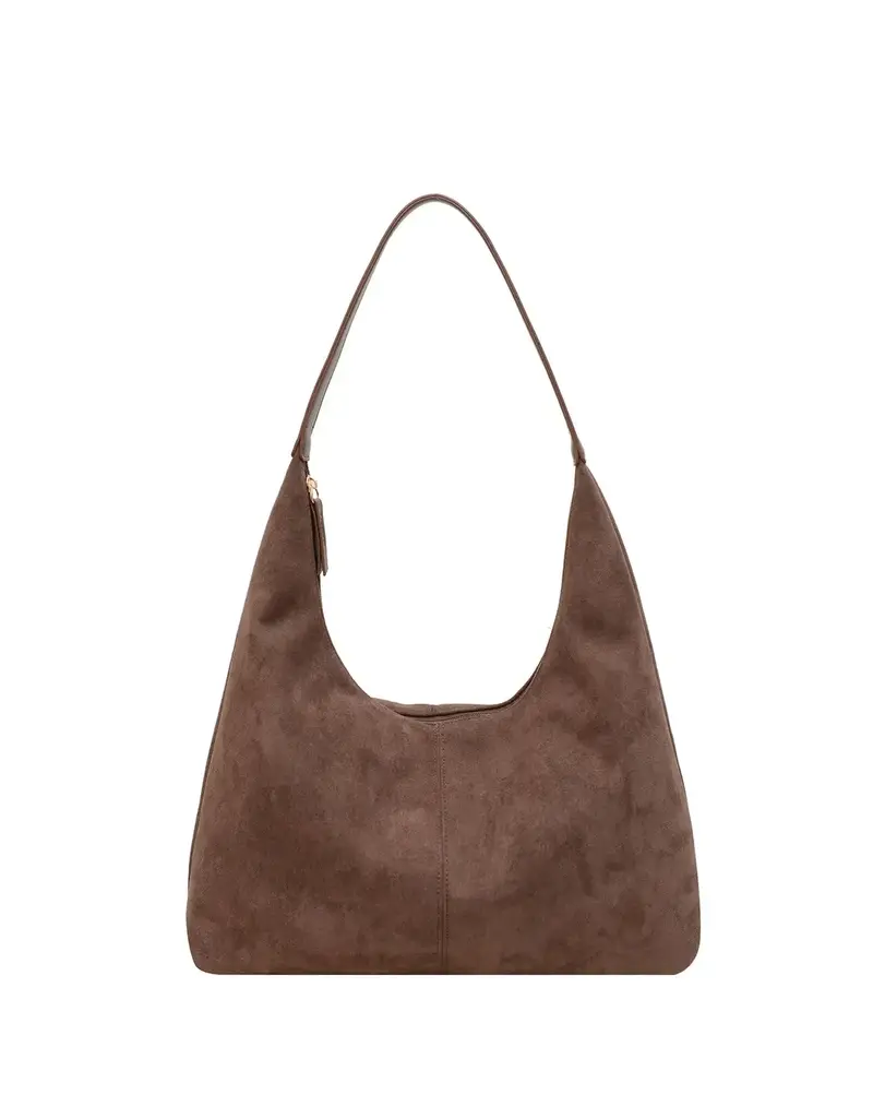 dipped shop Vintage Suede Tote Commuter Underarm Bag Dark Coffee