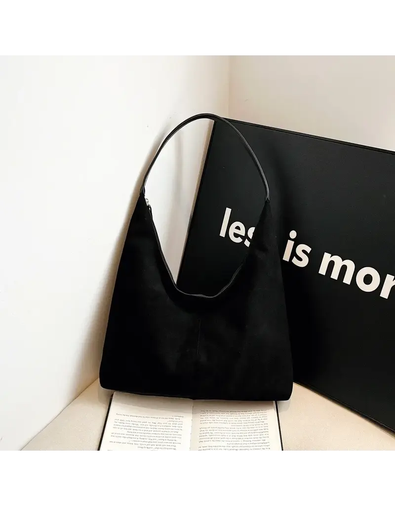 dipped shop Vintage Suede Tote Commuter Underarm Bag - Black