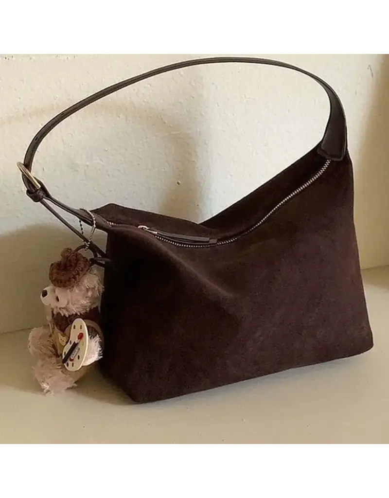 dipped shop Vintage Suede Crossbody Bag - Dark Coffee