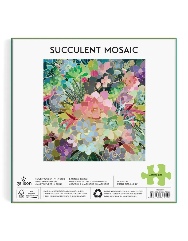 Chronicle Books Succulent Mosaic 500 Piece Puzzle