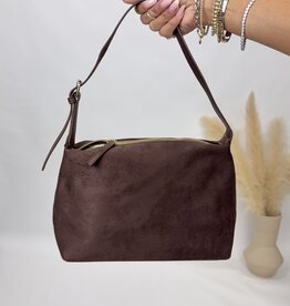 dipped shop Vintage Suede Crossbody Bag - Dark Coffee