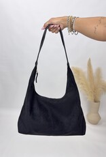 dipped shop Vintage Suede Tote Commuter Underarm Bag - Black