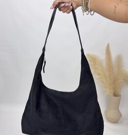 dipped shop Vintage Suede Tote Commuter Underarm Bag - Black