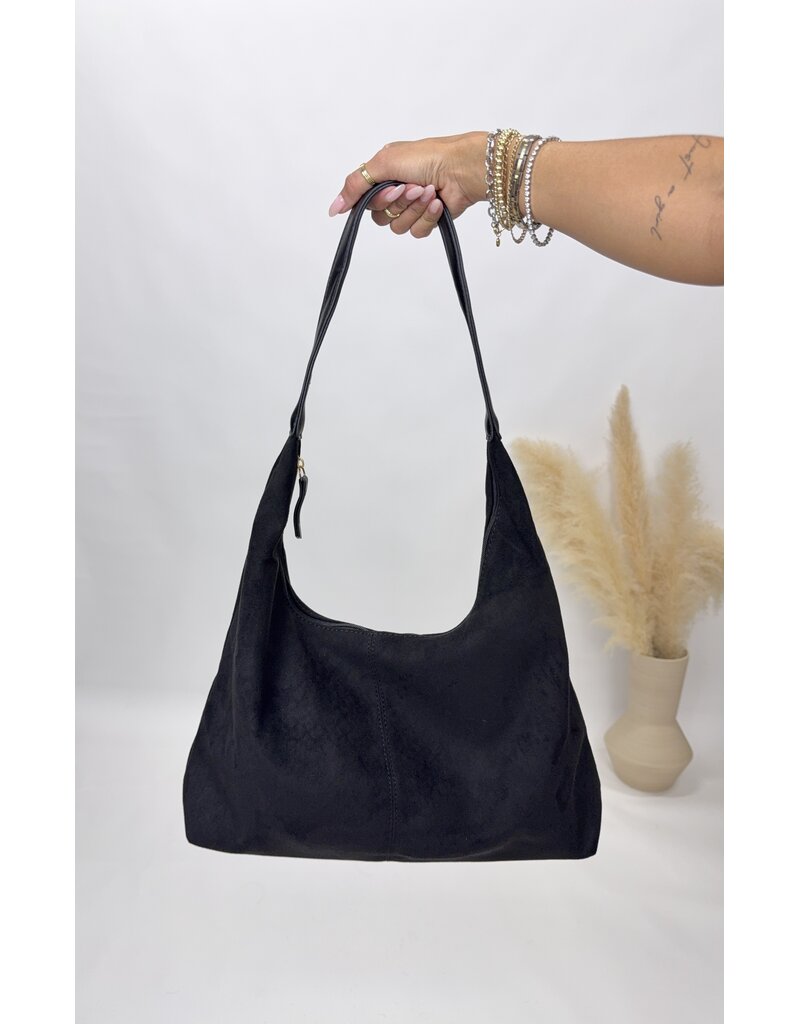 dipped shop Vintage Suede Tote Commuter Underarm Bag - Black