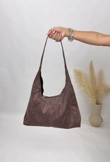 dipped shop Vintage Suede Tote Commuter Underarm Bag Dark Coffee