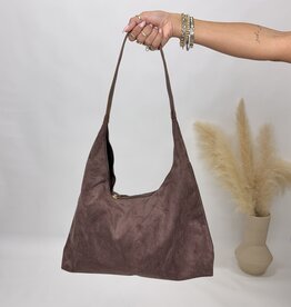 dipped shop Vintage Suede Tote Commuter Underarm Bag Dark Coffee