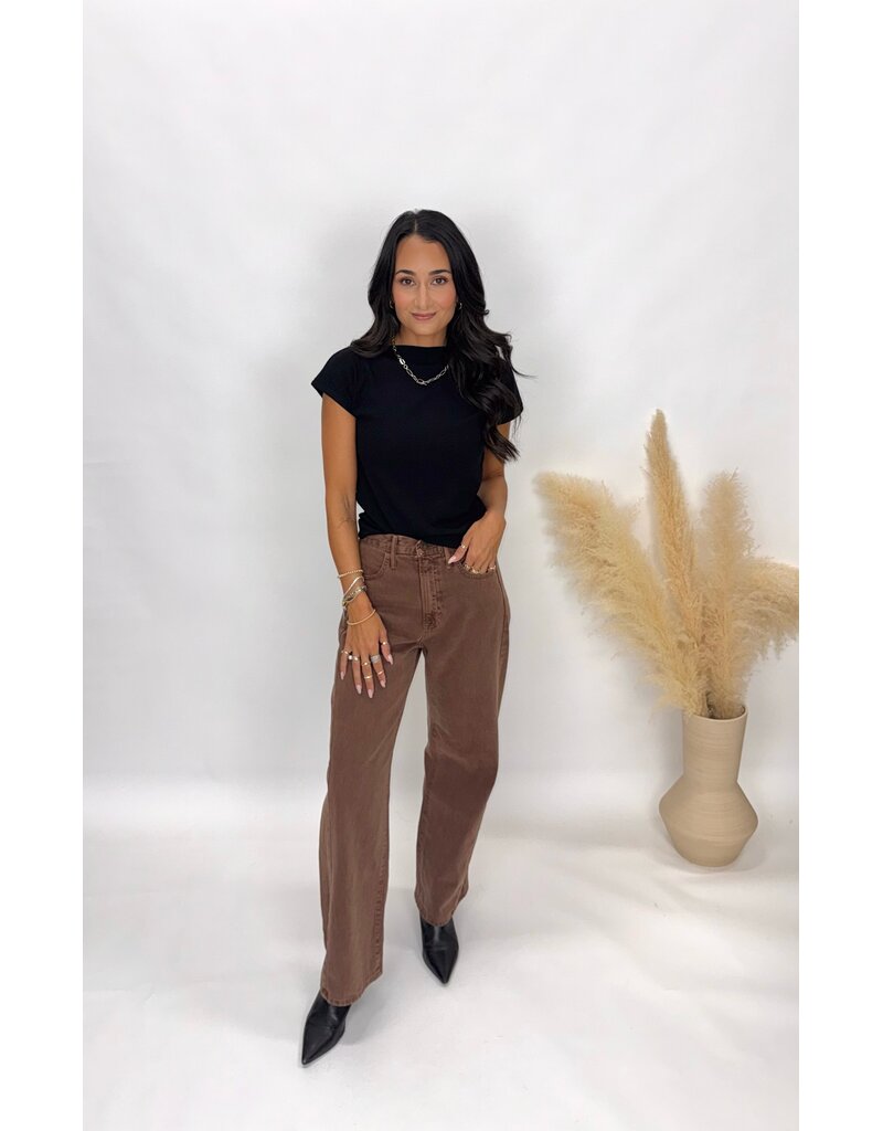 Just Black Denim High Rise Twist Seam Barrel Jean