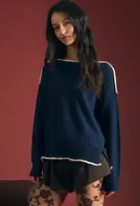 bp Contrast Trim Boatneck Sweater