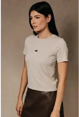 Sunday Edition Beaded Champagne Ribbed Top