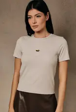 Sunday Edition Beaded Champagne Ribbed Top