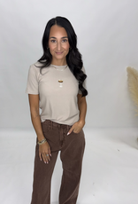Sunday Edition Beaded Champagne Ribbed Top