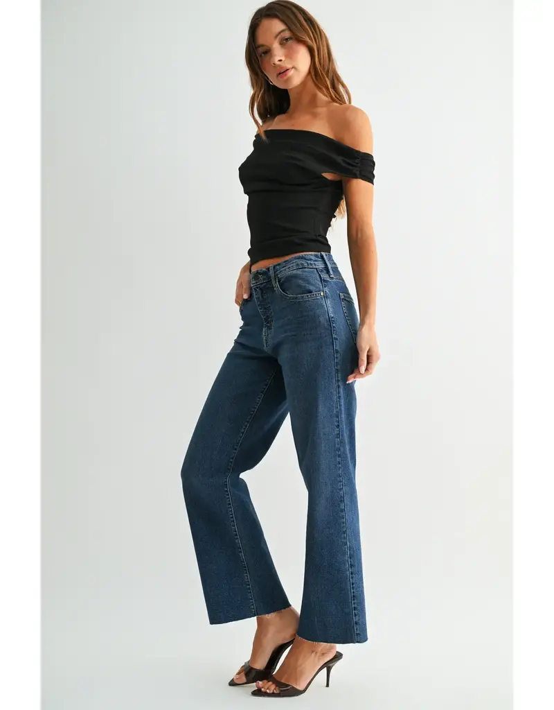 Just Black Denim Straight Lef with Scissor Cut Hem