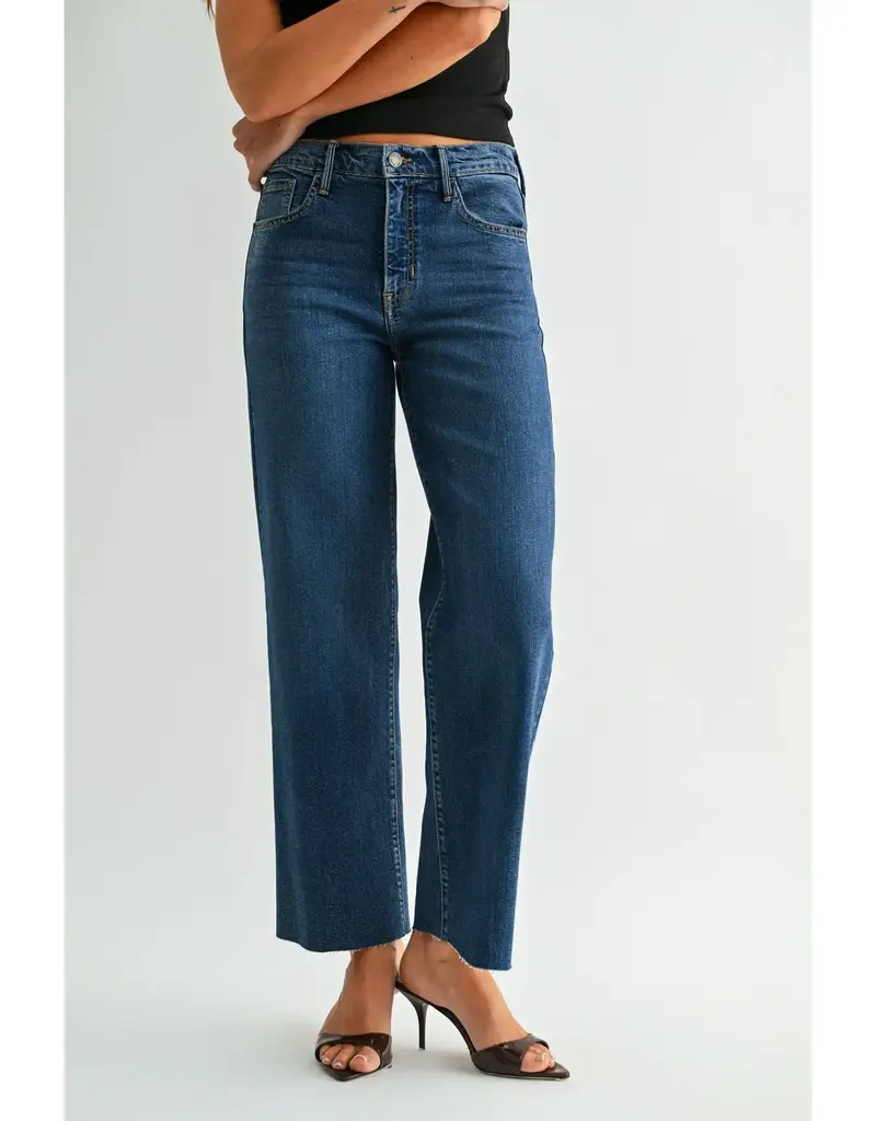 Just Black Denim Straight Lef with Scissor Cut Hem