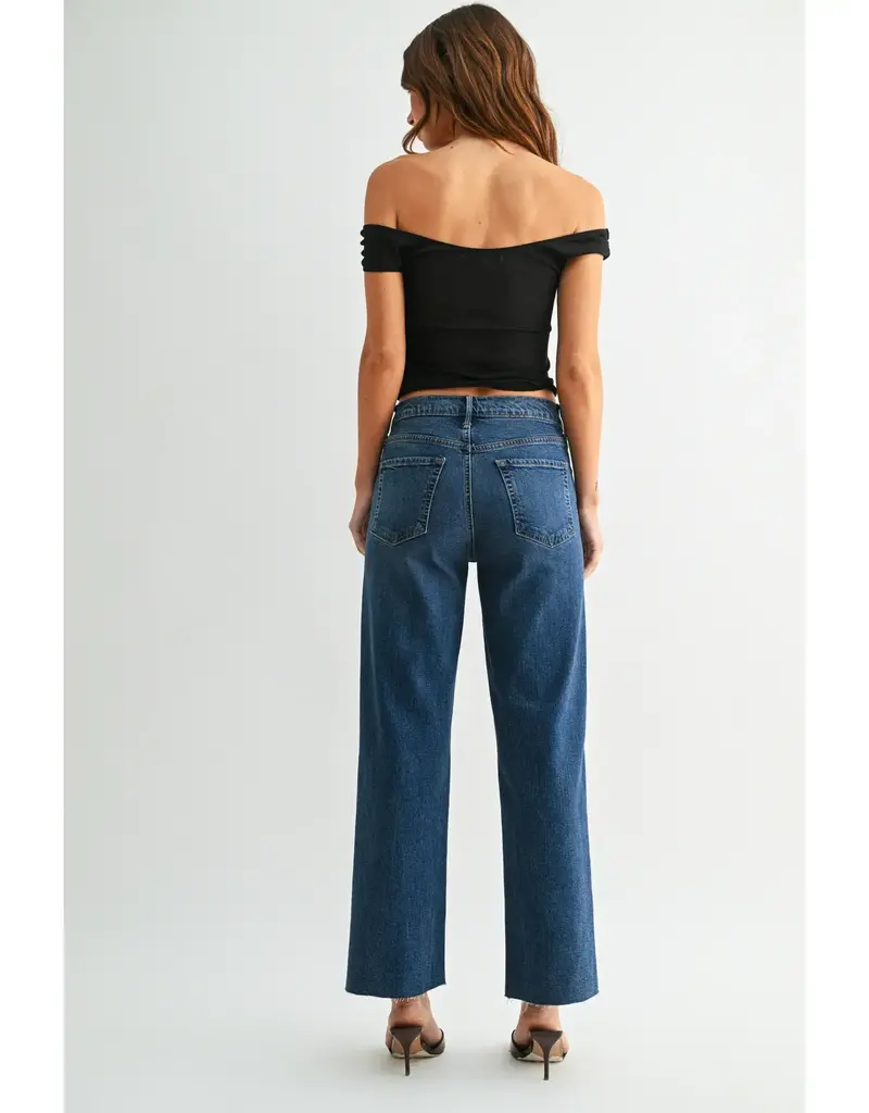 Just Black Denim Straight Lef with Scissor Cut Hem