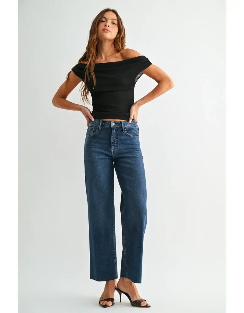 Just Black Denim Straight Lef with Scissor Cut Hem
