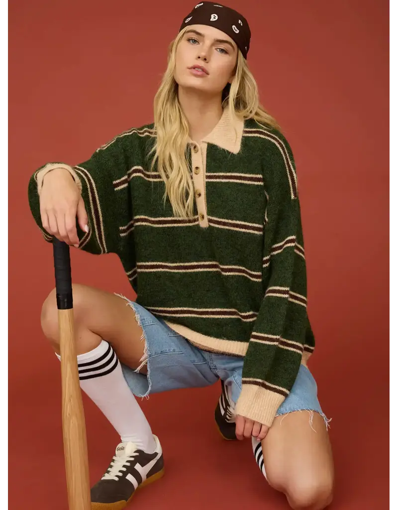 bp Contrast Collar Striped Polo
