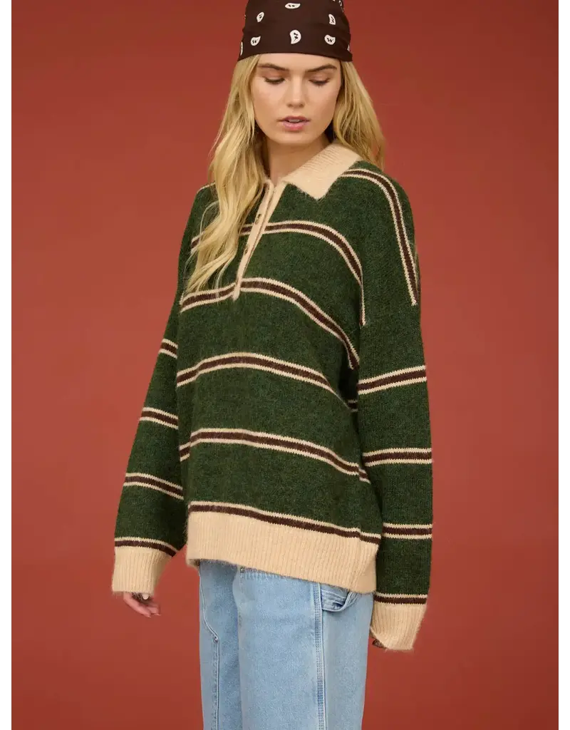 bp Contrast Collar Striped Polo
