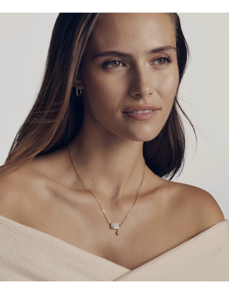 Kendra Scott ELISA STAR PENDANT NECKLACE GOLD CRYSTAL IVORY