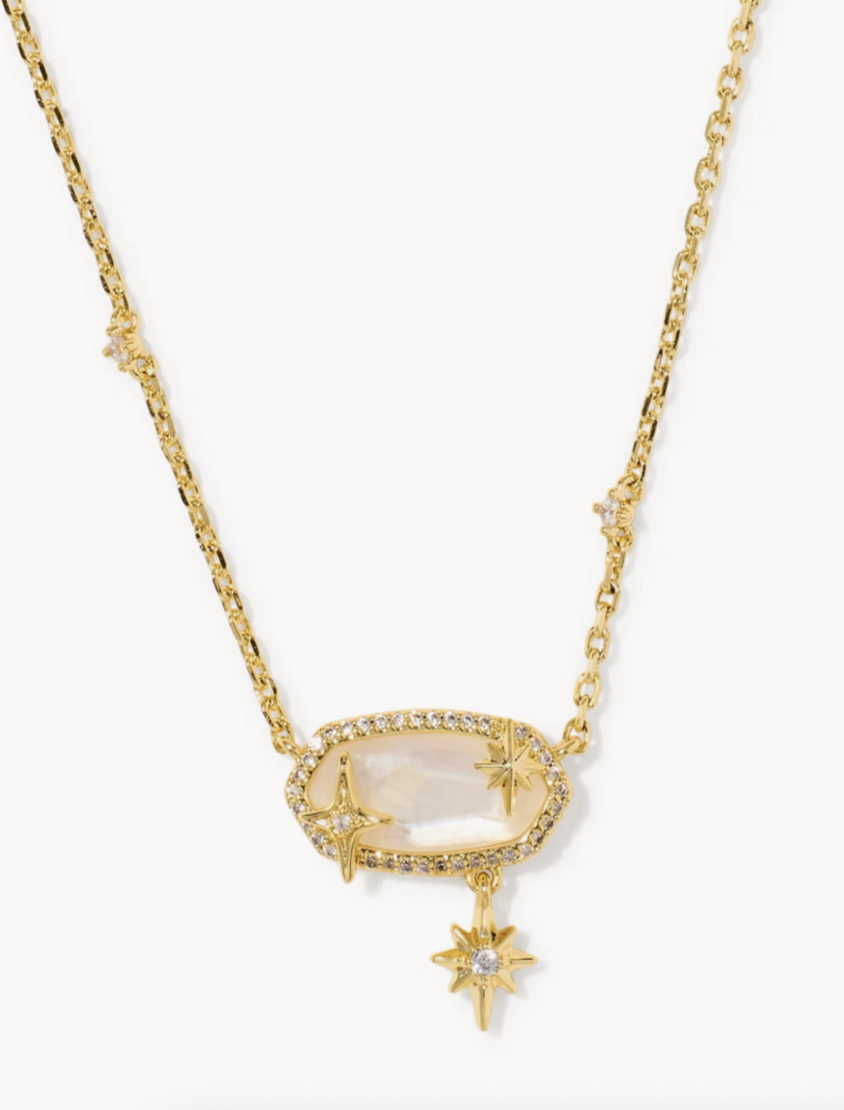 Kendra Scott ELISA STAR PENDANT NECKLACE GOLD CRYSTAL IVORY