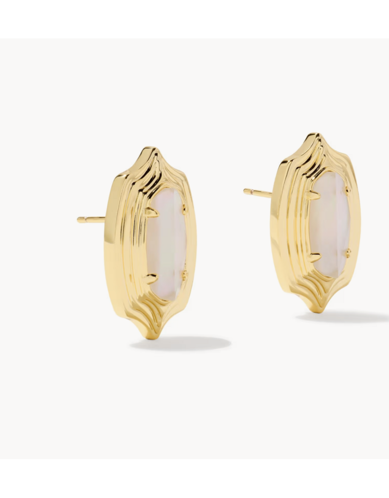 Kendra Scott ELLIE STEP FRAME STUD EARRING GOLD IVORY MOP