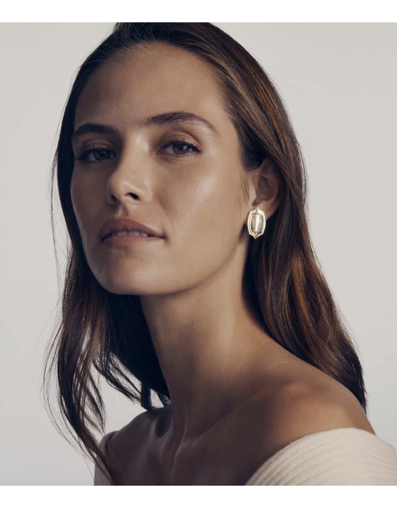 Kendra Scott ELLIE STEP FRAME STUD EARRING GOLD IVORY MOP