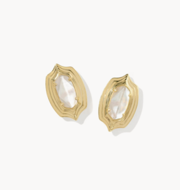 Kendra Scott ELLIE STEP FRAME STUD EARRING GOLD IVORY MOP