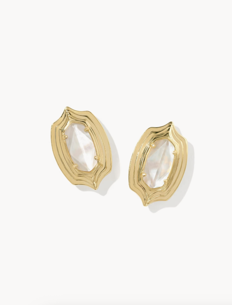 Kendra Scott ELLIE STEP FRAME STUD EARRING GOLD IVORY MOP