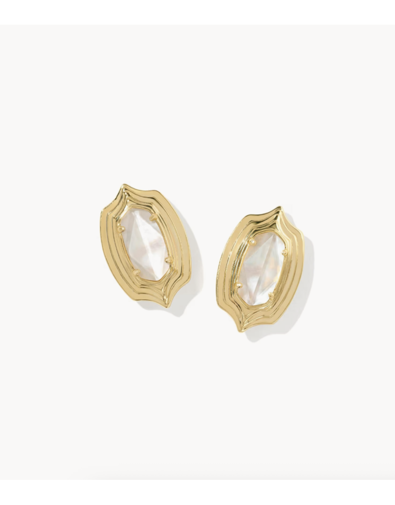 Kendra Scott ELLIE STEP FRAME STUD EARRING GOLD IVORY MOP