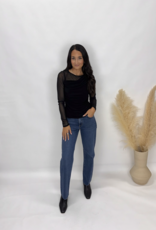 Just Black Denim Straight Lef with Scissor Cut Hem