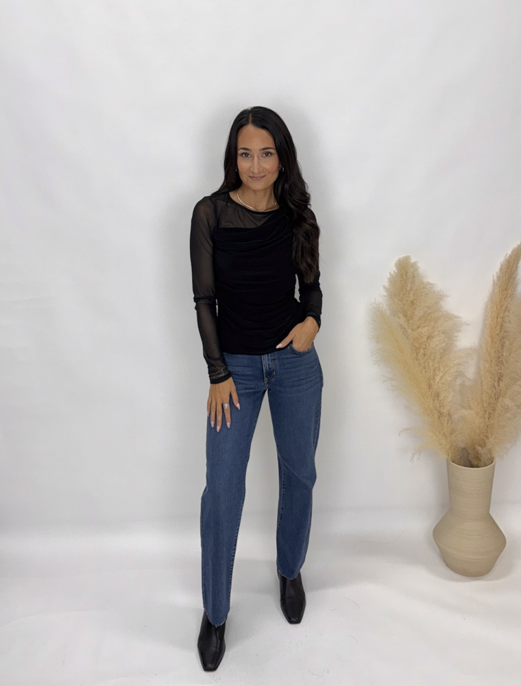 Just Black Denim Straight Leg with Scissor Cut Hem