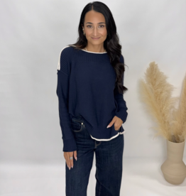 bp Contrast Trim Boatneck Sweater