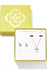 Kendra Scott Cross Caitlyn Gift Set Gold Metal White CZ