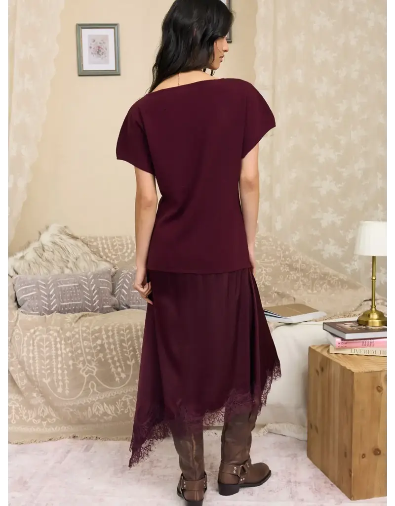 bp Ava Hem Lace Trim Midi Dress