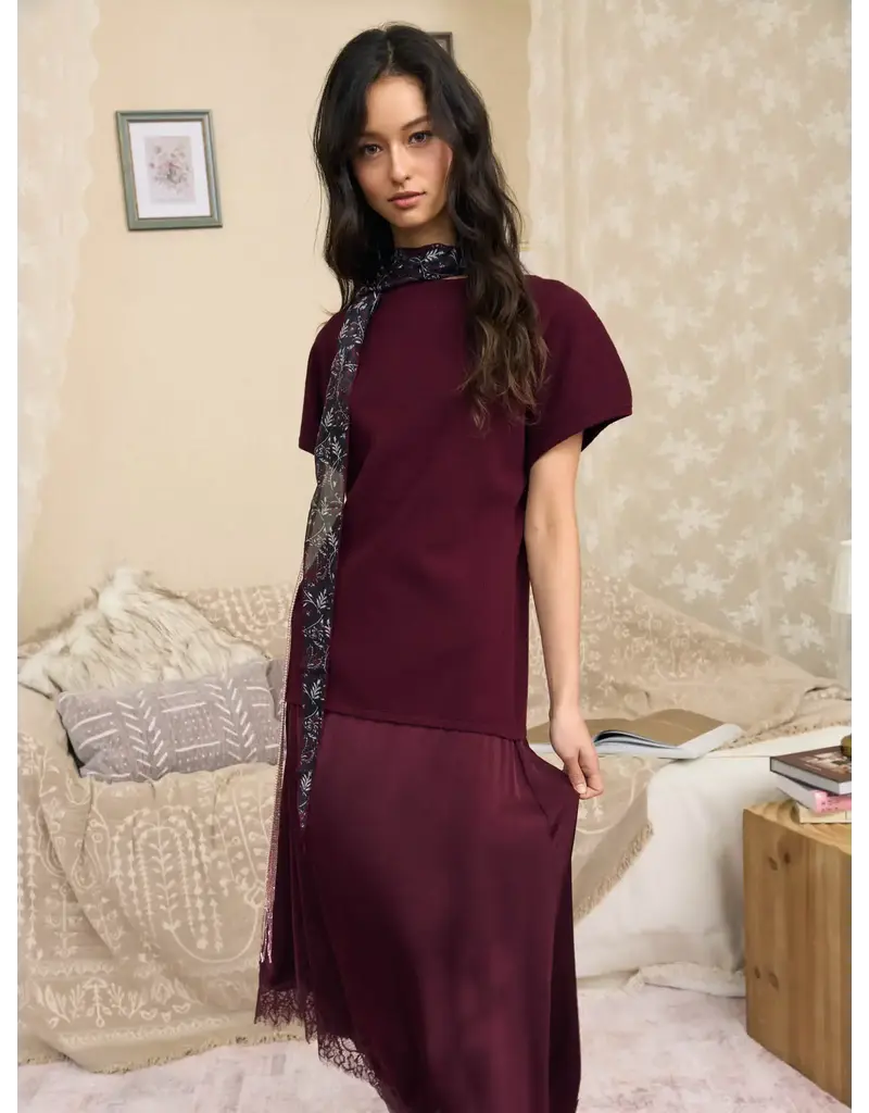 bp Ava Hem Lace Trim Midi Dress