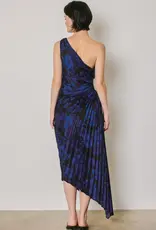 Dress Forum Floral One Shoulder Pleated Dress