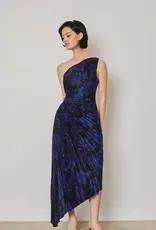 Dress Forum Floral One Shoulder Pleated Dress